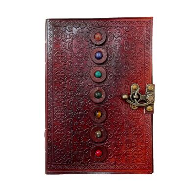 Diary or Leather notebook - 7 chakras - 15 x 21cm