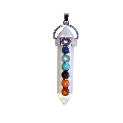 Ciondolo con 7 chakra in opale sintetico - Punta lunga