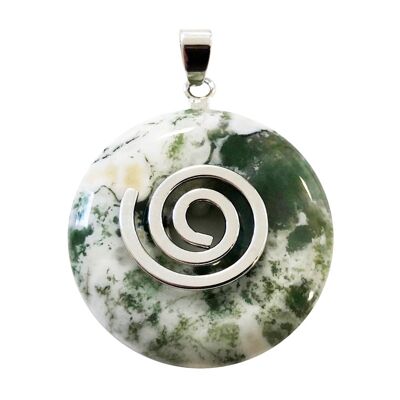 Tree Agate Pendant - Chinese PI or Donut 30mm