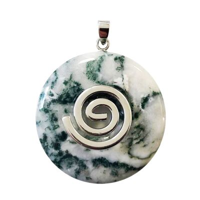 Tree Agate Pendant - Chinese PI or Donut 40mm