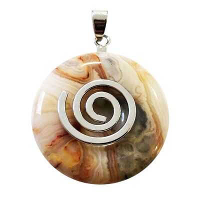 Agate crazy lace pendant - Chinese PI or Donut 30mm