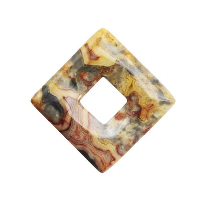 Crazy lace Agate pendant - Chinese PI or Square Donut