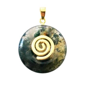 Pendentif Agate mousse - PI Chinois ou Donut 20mm 2