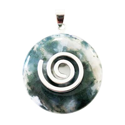 Moss Agate Pendant - Chinese PI or Donut 30mm