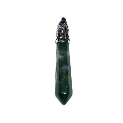 Moss Agate Pendant - Long Tip