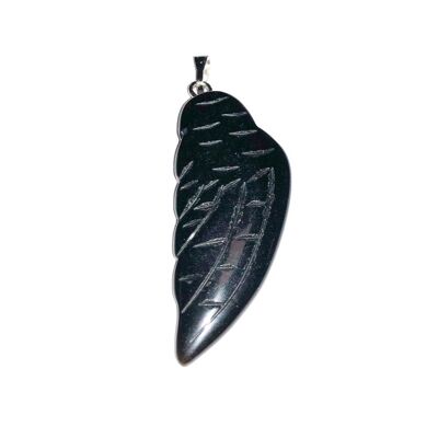 Black Agate Pendant - Angel Wing