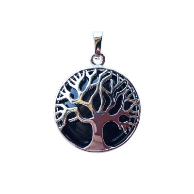 Pendentif Agate noire - Arbre de vie