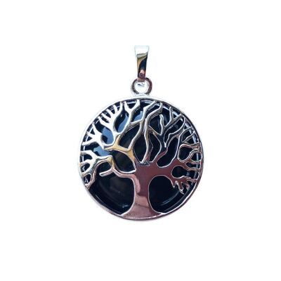 Black Agate Pendant - Tree of Life