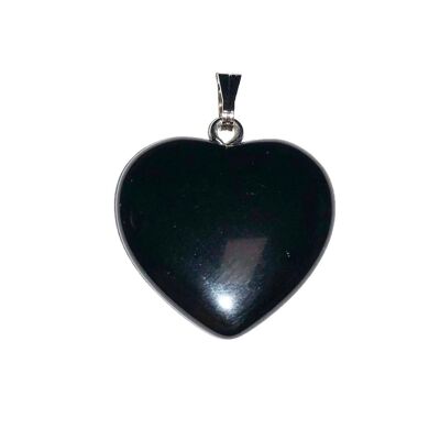 Black Agate pendant - Small heart