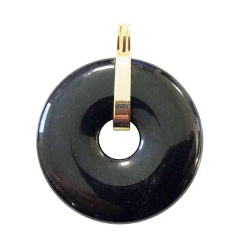 Pendentif Agate noire - PI Chinois ou Donut 40mm 4