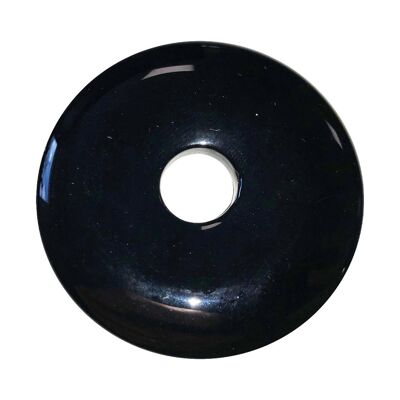 Black Agate Pendant - Chinese PI or Donut 50mm