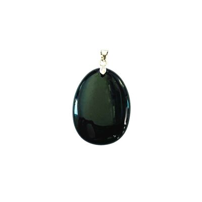 Black Agate pendant - Flat stone