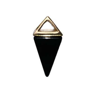 Black Agate Pendant - Gold Pyramid