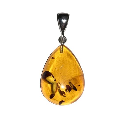 Pendentif Ambre - Goutte Argent 925