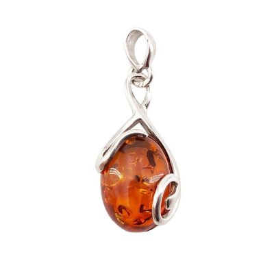 Pendentif Ambre "Océane" - Ovale - Argent 925