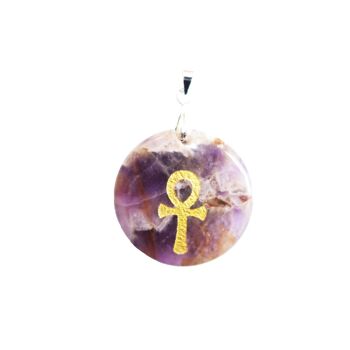 Pendentif Améthyste - Croix égyptienne Ankh 2