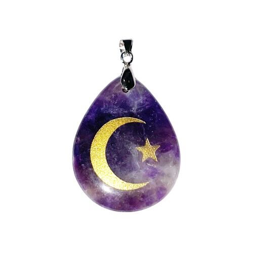 Pendentif Améthyste - Étoile et croissant