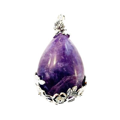 Amethyst pendant - Flowery drop