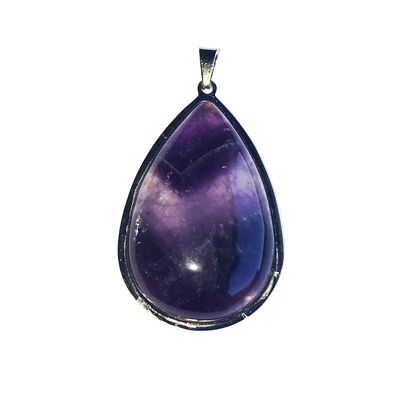 Amethyst pendant - Drop mounted steel