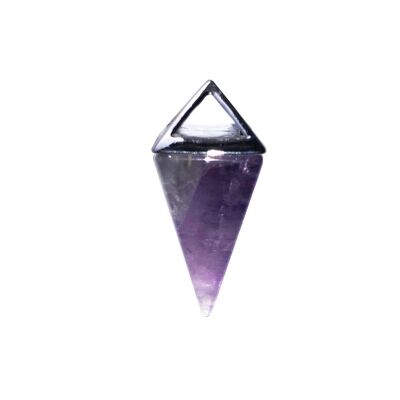 Amethyst Pendant - Silver Pyramid