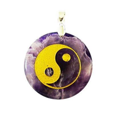 Amethyst Pendant - Taoist Yin-Yang