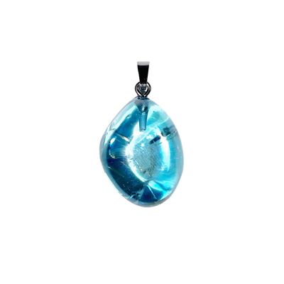 Aqua aura pendant - Rolled stone