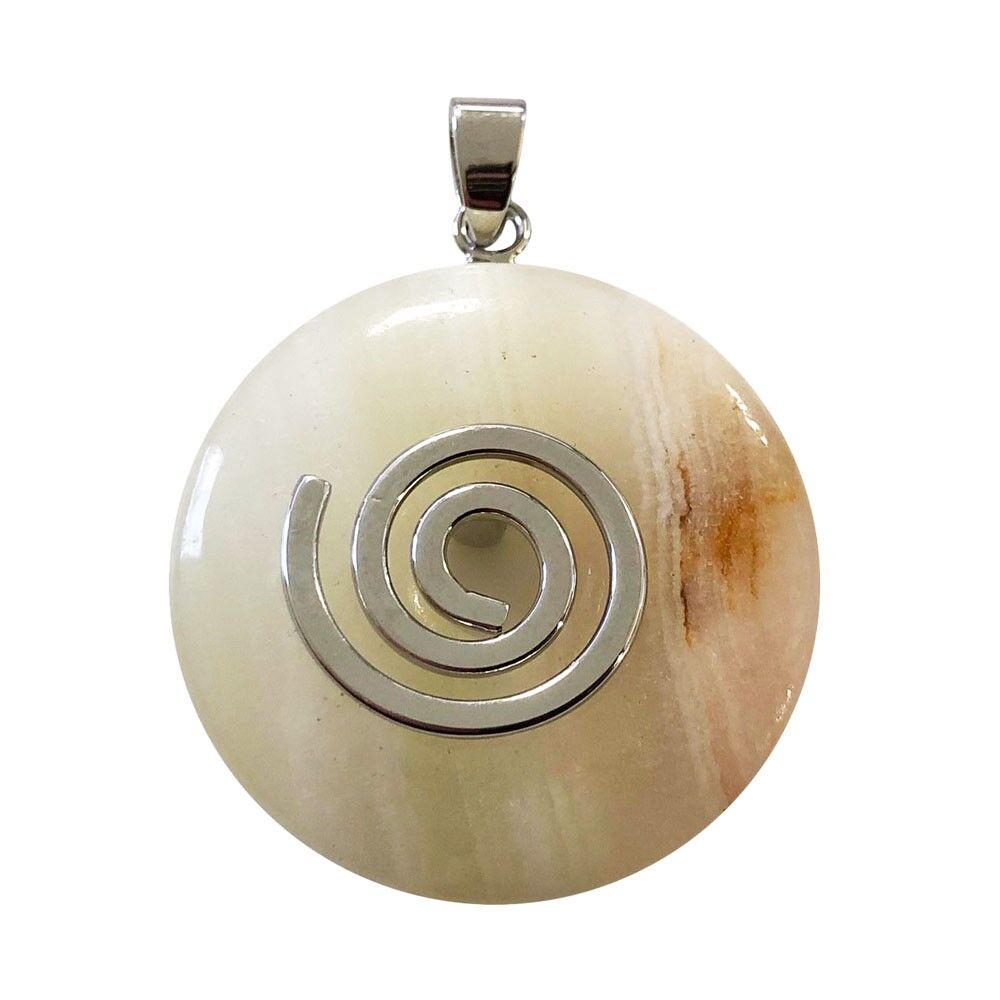 Green Aragonite Pendant - Chinese PI or Donut 30mm