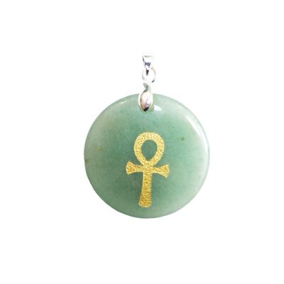 Green Aventurine Pendant - Ankh Egyptian Cross