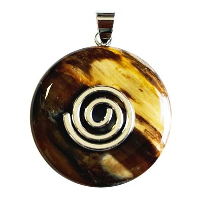 Petrified wood pendant - Chinese PI or Donut 30mm