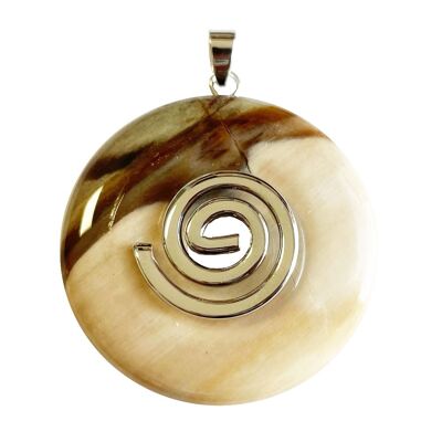 Petrified wood pendant - Chinese PI or Donut 40mm