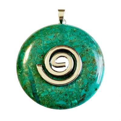 Chrysocolla pendant - Chinese PI or Donut 40mm
