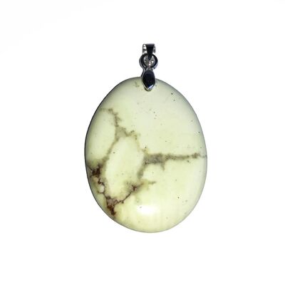 Pendentif Chrysoprase citron - Pierre plate