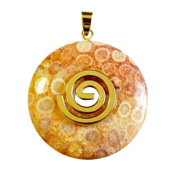 Pendentif Corail fossilisé - PI chinois ou Donut 40mm 2