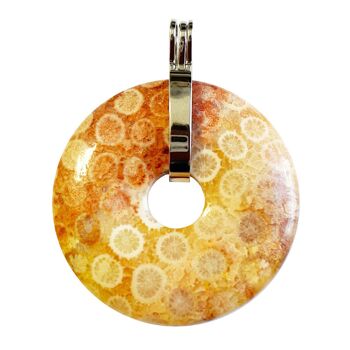 Pendentif Corail fossilisé - PI chinois ou Donut 40mm 3