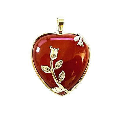 Carnelian pendant - Floral heart