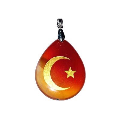 Carnelian pendant - Star and crescent