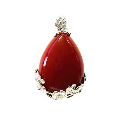 Carnelian pendant - Flowery drop