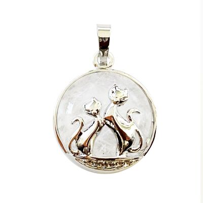 Pendentif Cristal de roche - Chat