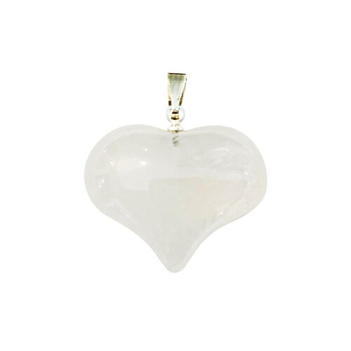 Pendentif Cristal de roche - Cœur bombé