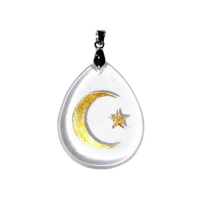 Rock crystal pendant - Star and crescent