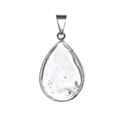 Rock crystal pendant - Steel mounted drop