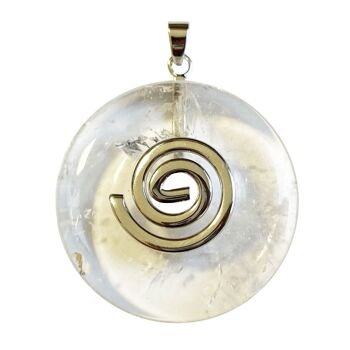 Pendentif Cristal de Roche - PI chinois ou Donut 40mm 1