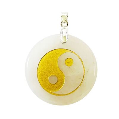 Rock crystal pendant - Taoist Yin-Yang
