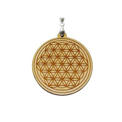 Flower of life pendant - Carved wood