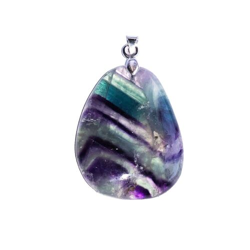 Pendentif Fluorite multicolore - Pierre plate