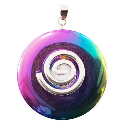 Ciondolo in ematite arcobaleno - PI cinese o ciambella 40 mm