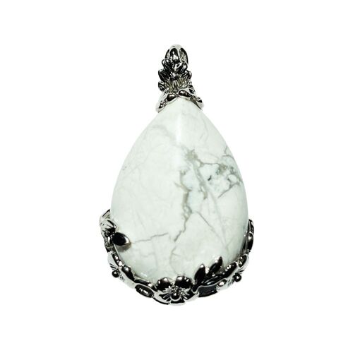 Pendentif Howlite - Goutte fleurie