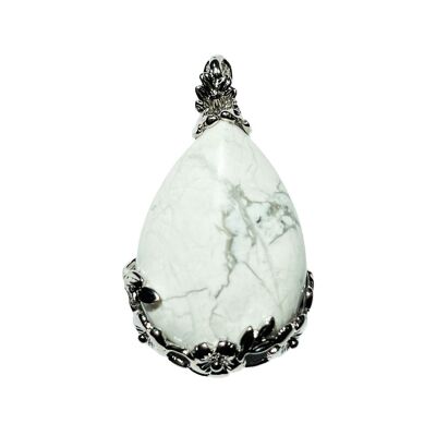 Howlite pendant - Flowery drop