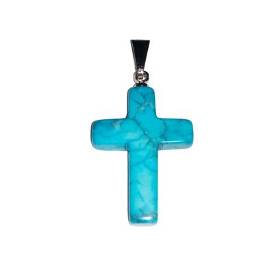 Blue Howlite Pendant - Cross