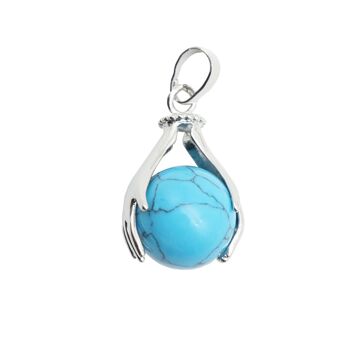 Pendentif Howlite bleue - Deux mains 1